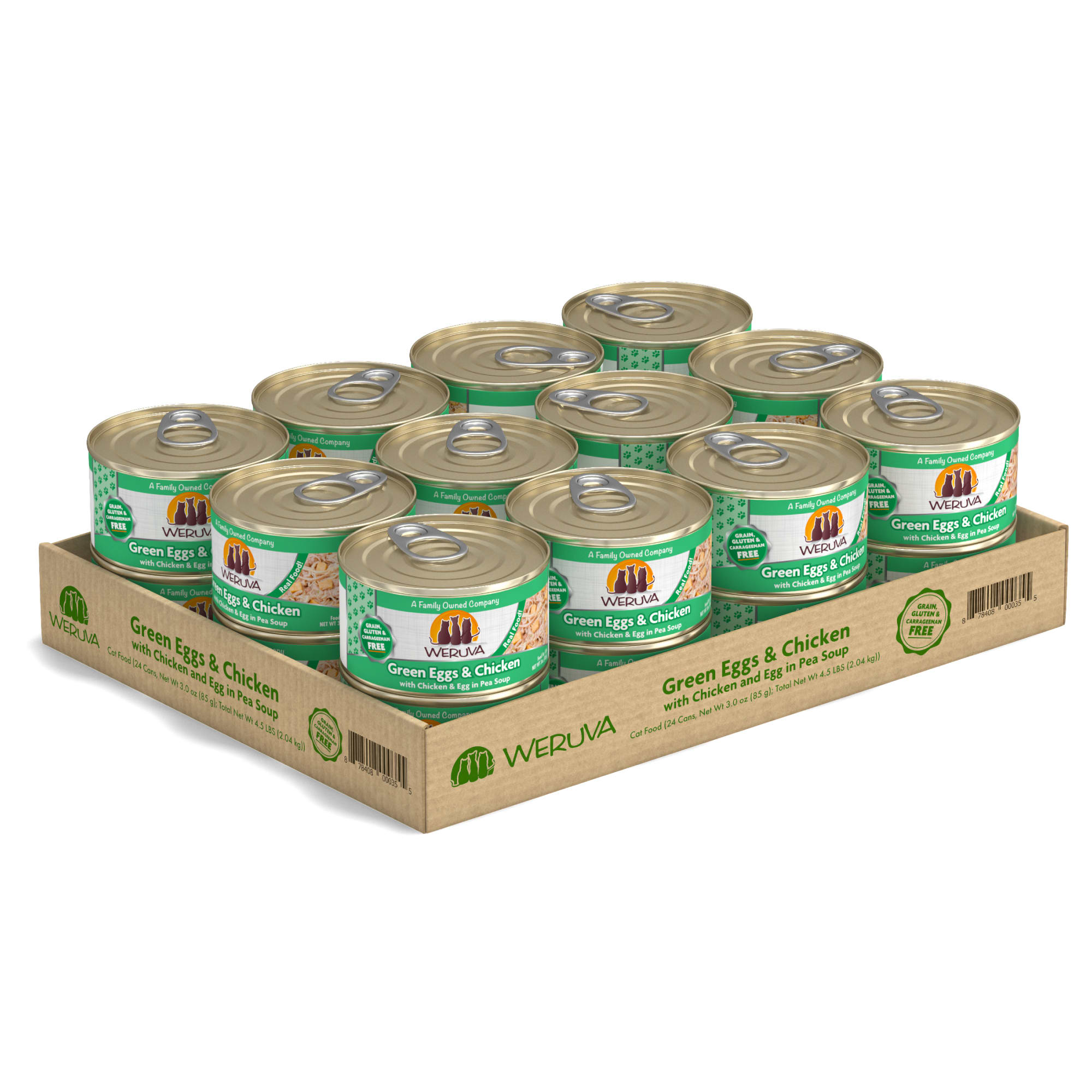 WERUVA Classics Chicken， Egg amp; Greens in Pea Soup Wet Cat Food， 3 oz.， Case of 24