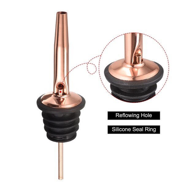 2x Stainless Steel Liquor Pourer Wine Oil Bottle Pour Spout， Rose Gold - Rose Gold