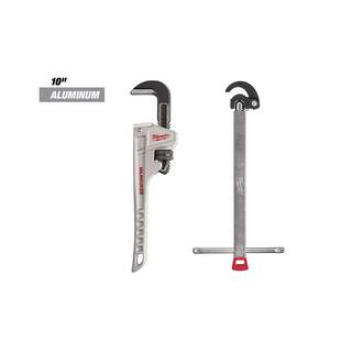 MW 10 in. Aluminum Pipe Wrench with 1.25 in. Basin Wrench (2-Piece) 48-22-7010-48-22-7001