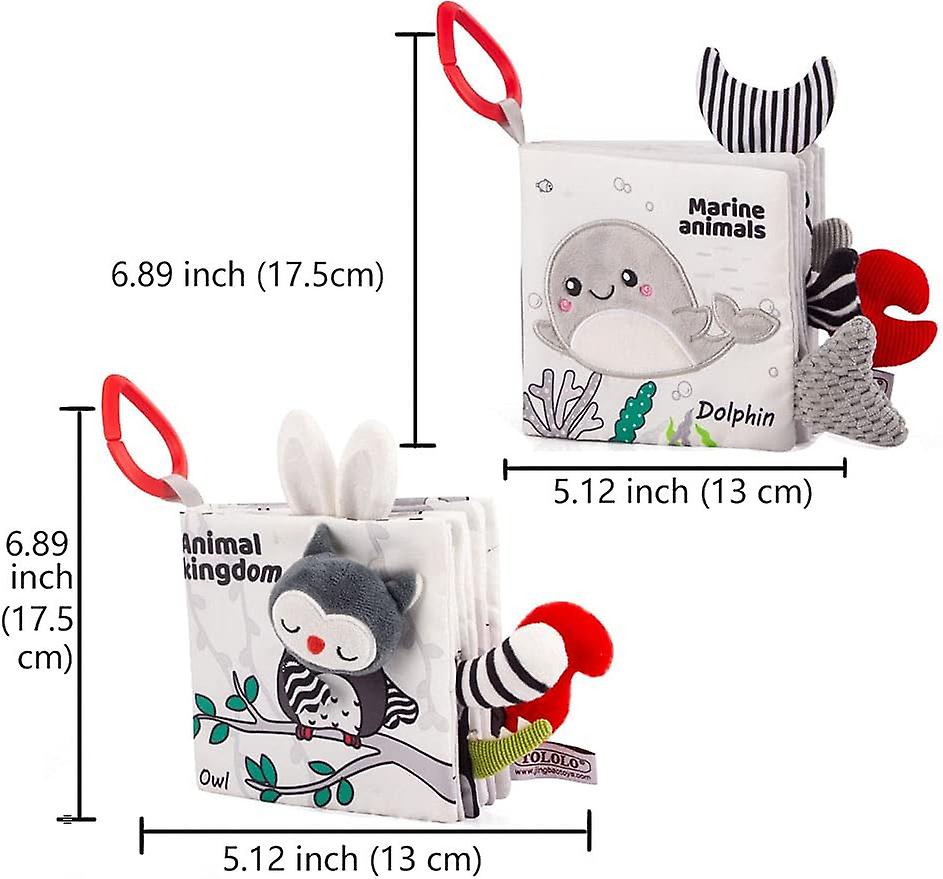 Baby Cloth Book Toy， Black And White Crinkle Tails Cloth Activity Books， Interactive Hanging Stroller Books For Newborn Infant， Early Development Toys