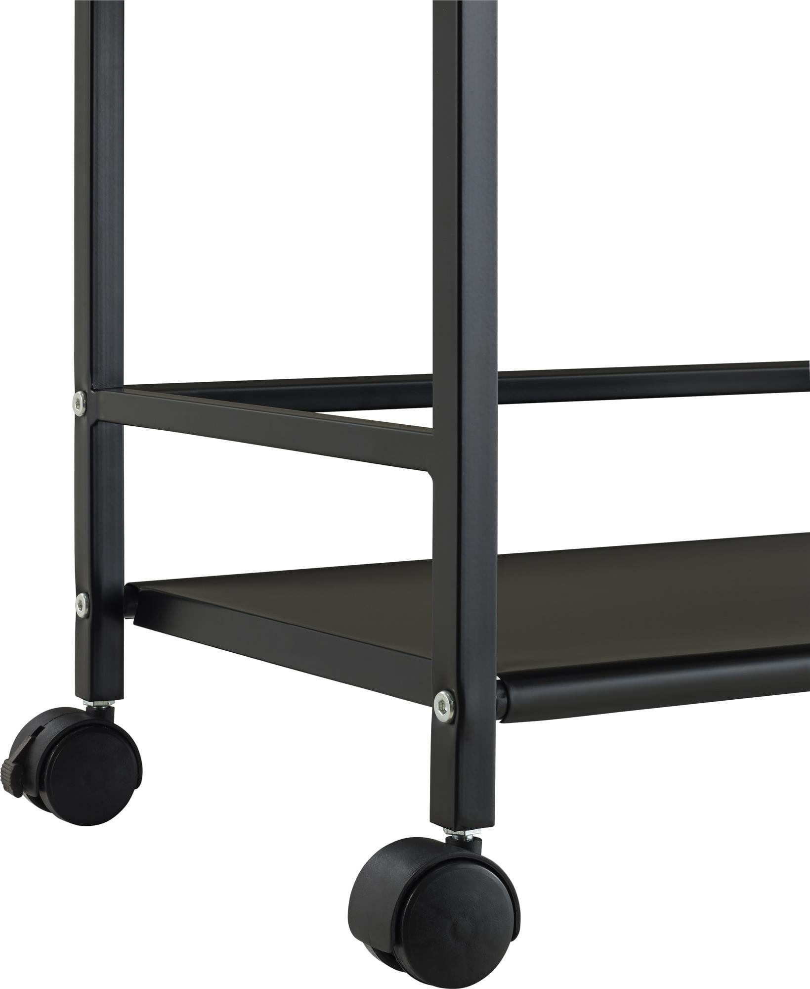 Ameriwood Home Marshall 3 Shelf Metal Rolling Utility Cart， Black