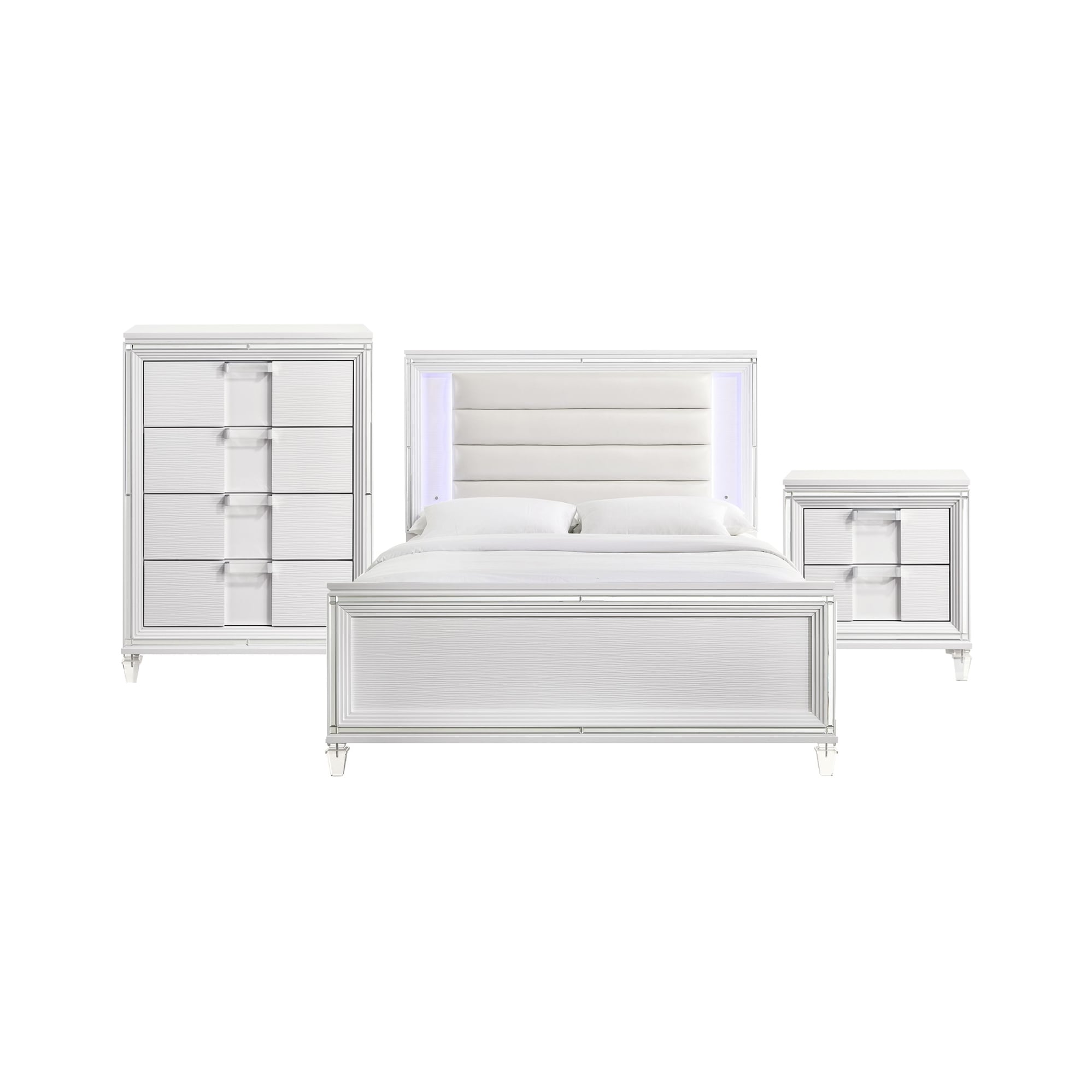 Picket House Furnishings Charlotte Youth Full Platform 3PC Bedroom Set in White - - 31747268