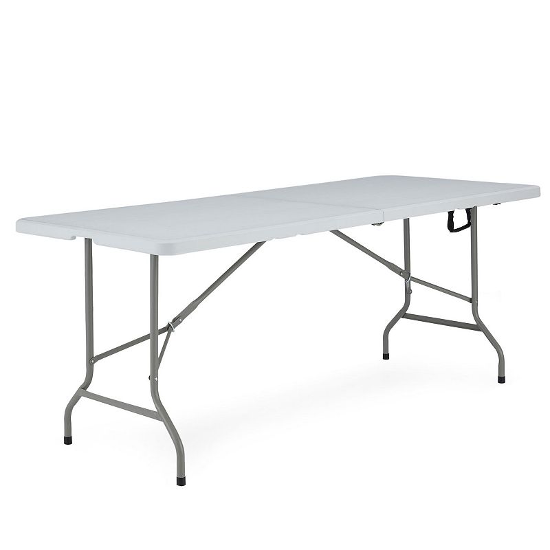 JOMEED 6 Foot Portable Plastic Folding Multipurpose Utility Picnic Table， White