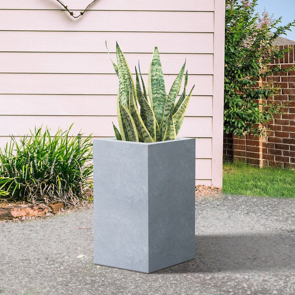 Durx litecrete Lightweight Concrete Cement Color Tall Planter Medium   11'x11'x23.6'