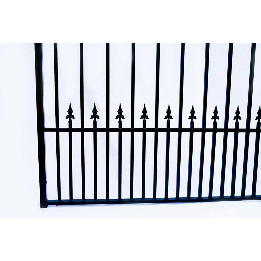 ALEKO Prague Style 14 ft. x 6 ft. Black Steel Single Swing Driveway Fence Gate DG14PRASSW-HD