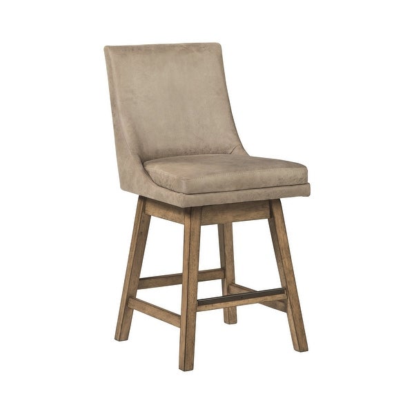 39 Inch Leatherette Padded Swivel Barstool， Set of 2， Beige - 39 H x 22 W x 19 L Inches