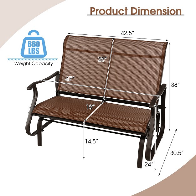 Costway 2 person Patio Swing Glider Bench Loveseat Rocking Chair High Back Deck