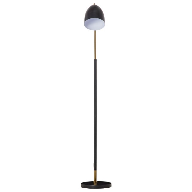 Homcom Arc Floor Lamp Standing Reading Light With Adjustable Lampshade And Round Base For Living Room Office Or Bedroom Black Gold