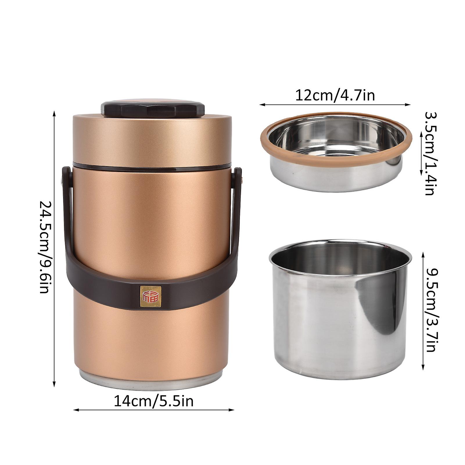 Insulated Lunch Containers， 304 Stainless Steel Insulated Food Jar Material Double Vacuum Interior 2300ml Capacity Insulated Lunch Box For Home[gold]