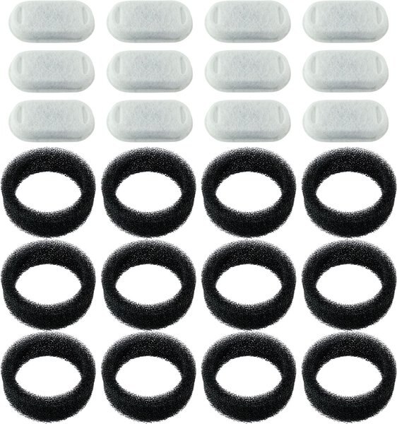 Pet Standard PETLIBRO Model PLWF003 Stainless Steel Pet Water Fountain Replacement Filter and Replacement Pre-Filter Sponges， 67-oz， 12-pack