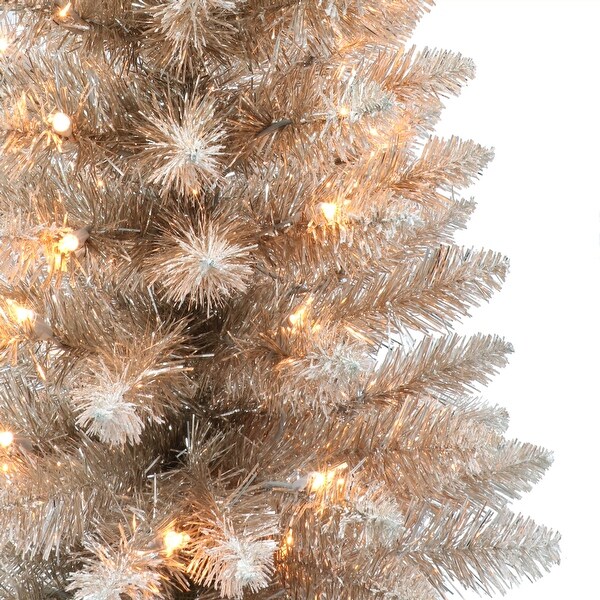 Puleo International 4 ft. PreLit Rose Gold Artificial Tree in Burlap Sac