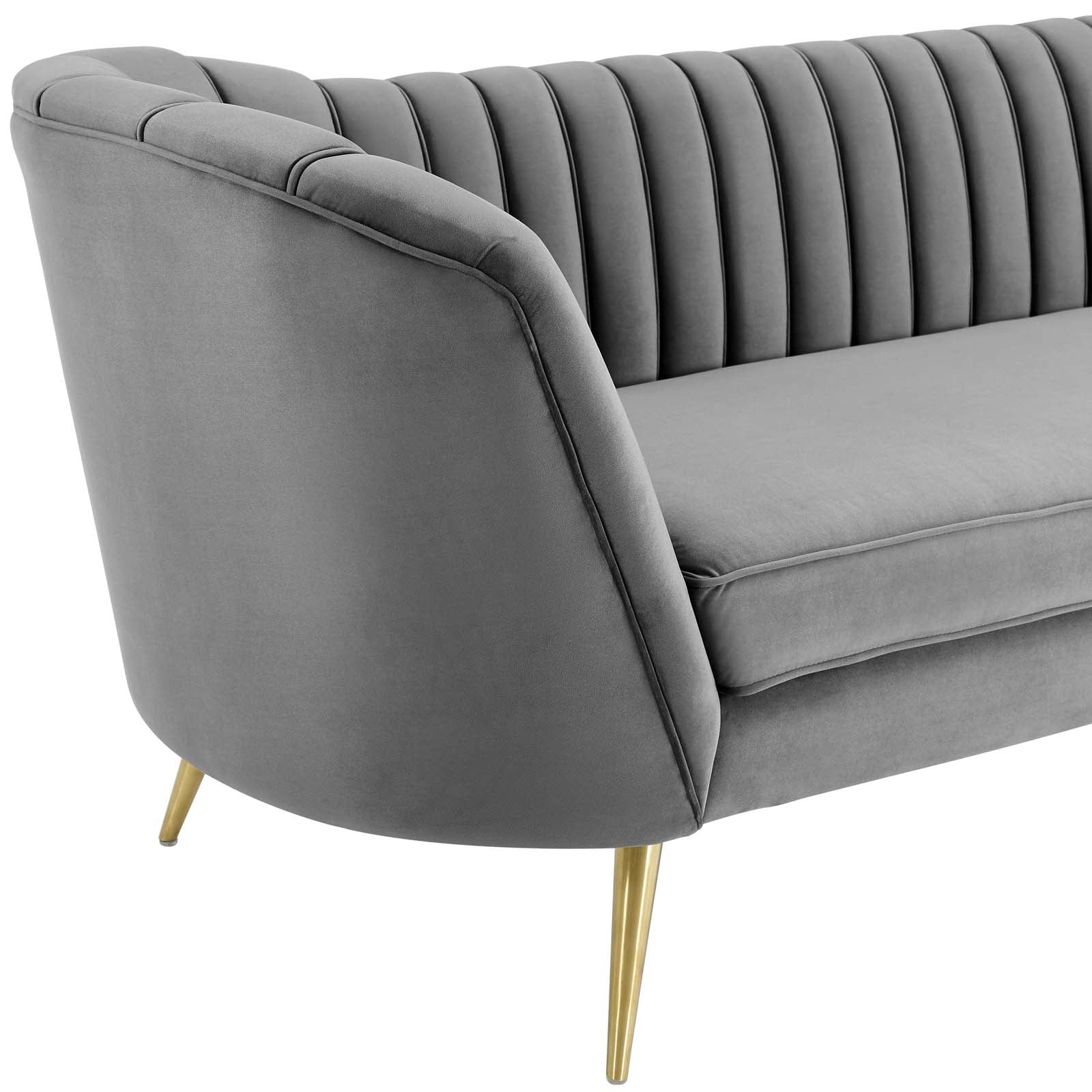 Opportunity Vertical Channel Tufted Curved Performance Velvet Sofa-EEI-3453