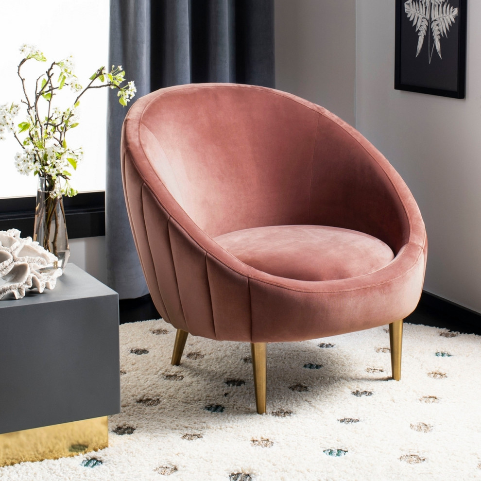 Kasia Channel Tufted Tub Chair Dusty Rose   Midcentury   Armchairs And Accent Chairs   by Peachtree Fine Furniture  Houzz