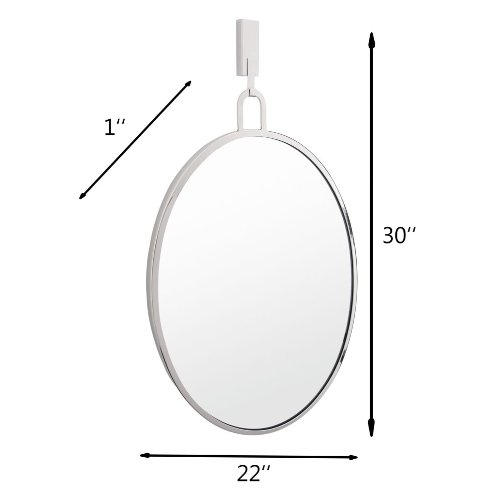 Stopwatch Polished Nickel Oval Powder Room Mirror   Polished Nickel