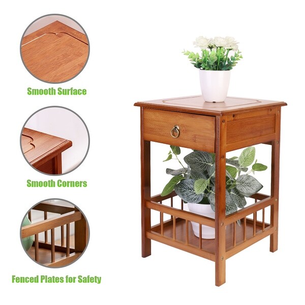 Solid Wood End Table With Storage