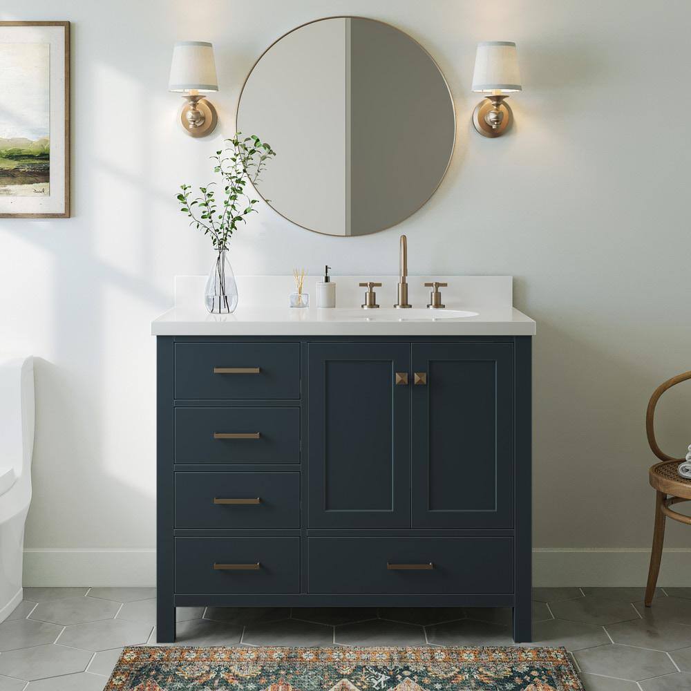 ARIEL Cambridge 42 in. W x 21.5 in. D Vanity Cabinet Only in Midnight Blue A043S-R-BC-MNB