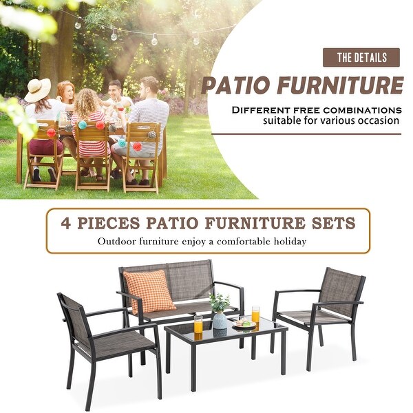 Futzca 4Piece Outdoor Patio Furniture Set，Textilene Bistro Patio Set