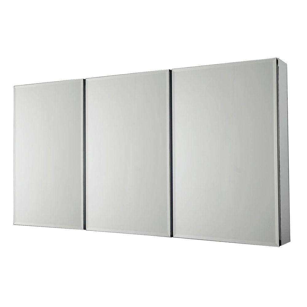 Pegasus 36 in. x 31 in. Recessed or Surface-Mount Tri-View Bathroom Medicine Cabinet with Beveled Mirror SP4589