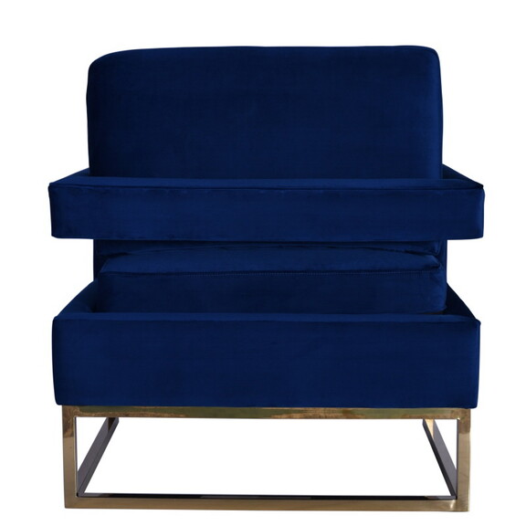 Modrest Edna Modern Blue Velvet   Gold Accent Chai...