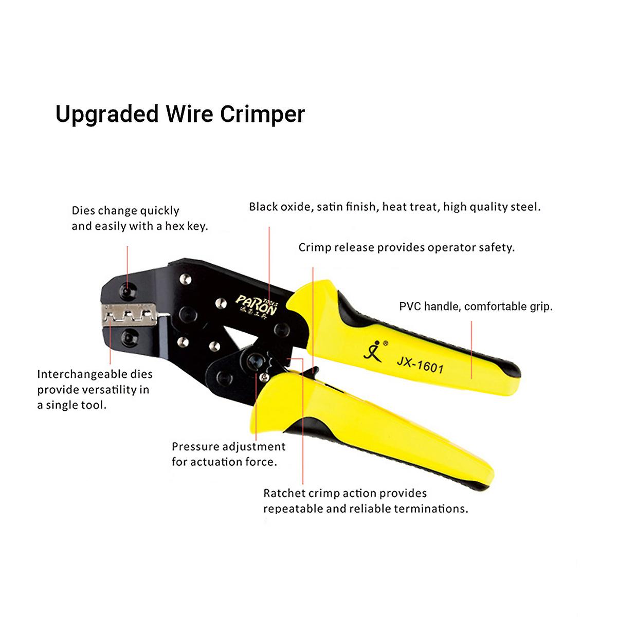 Paron Professional 4 In 1 Wire Crimper Engineering Ratcheting Terminal Crimping Pliers Bootlace Ferrule Crimper Tool Cord End Terminals With Wire Stri