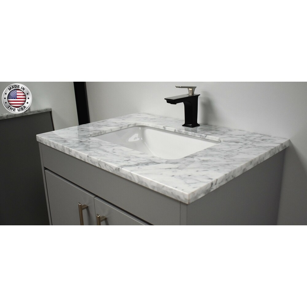 Volpa USA Capri 24 Inch Vanity in Grey/Carrara Marble Set