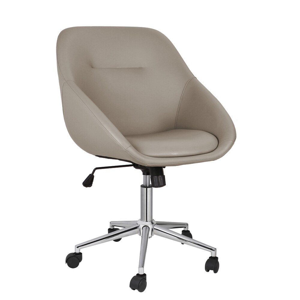 Porthos Home Hayes Swivel Office Chair  Chrome Base  PU Leather