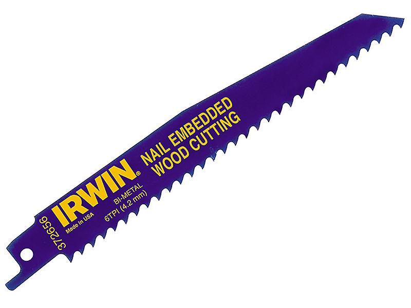 IRWIN 656R 150mm Sabre Saw Blade Nail Embedded Wood Pack of 2 IRW10506429