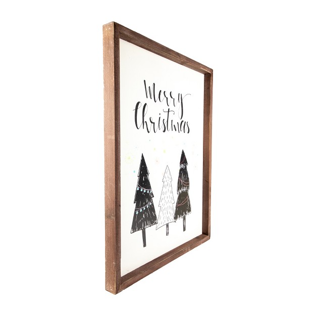 Merry Christmas With Holiday Trees Wall Sign