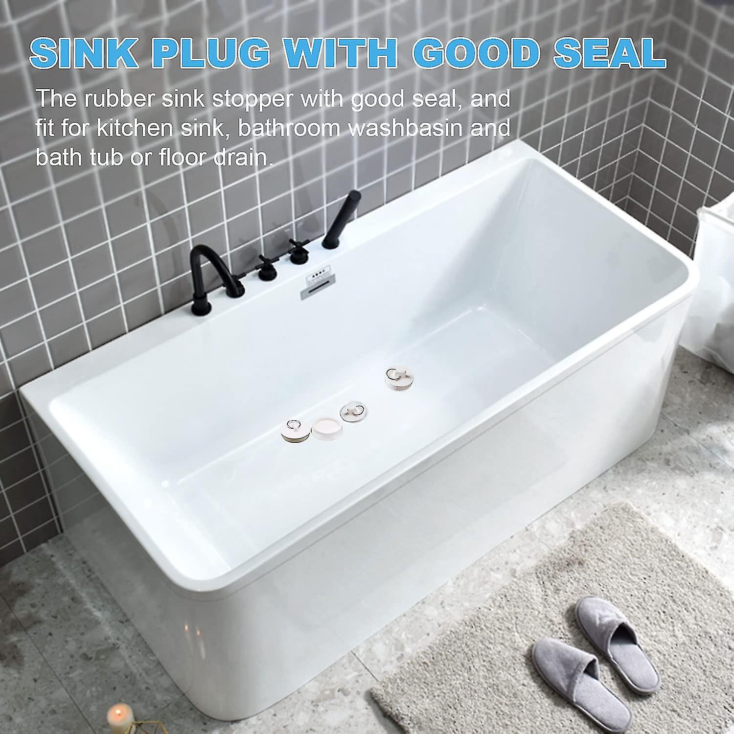 5 Pieces Bathtub Stopper Rubber Sink Stopper 5 Sizes White Sink Drain Stopper Set Sink Stopper