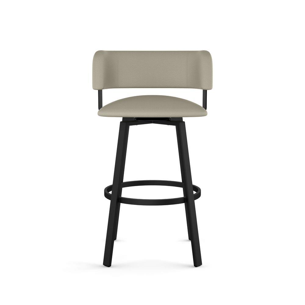 Amisco Stinson 26 in. Greige LeatherBlack Metal Counter Stool 41545-26WE1B25GTF4