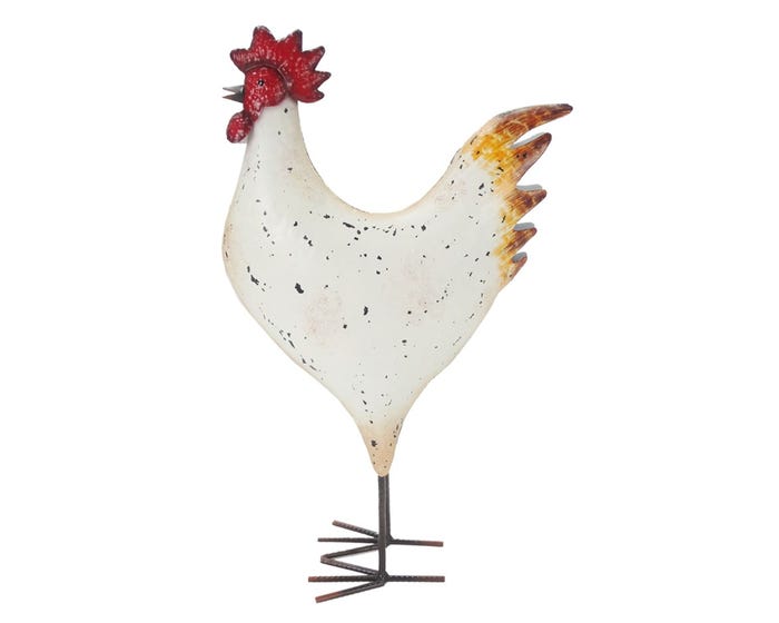 Alpine White Metal Standing Hen Décor - KOC264HH