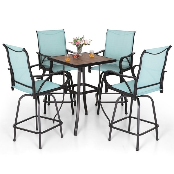 MAISON ARTS 3/5Piece Patio Swivel High Back Bar Stools Set