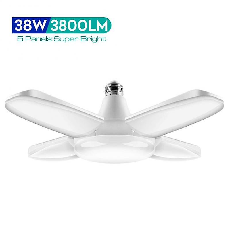 5pcs 38w Led Garage Lights Foldable E27 Bulb 4 Adjustable Fan Blades Deformable Workshop Warehouse Ceiling Lighting 6500k