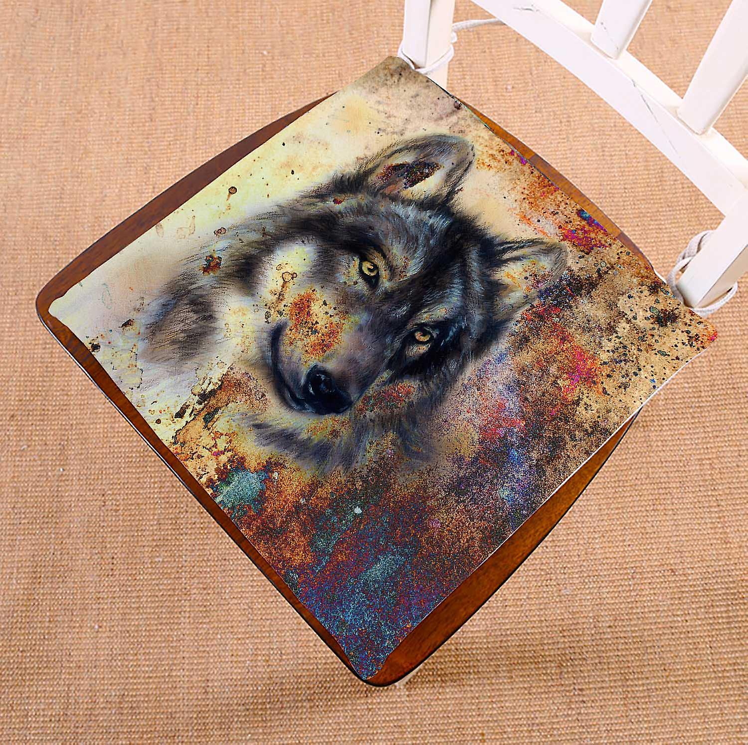 Wolf Painting Color Chair Pads Chair Mat Seat Cushion Chair Cushion Floor Cushion 50x50 Cm