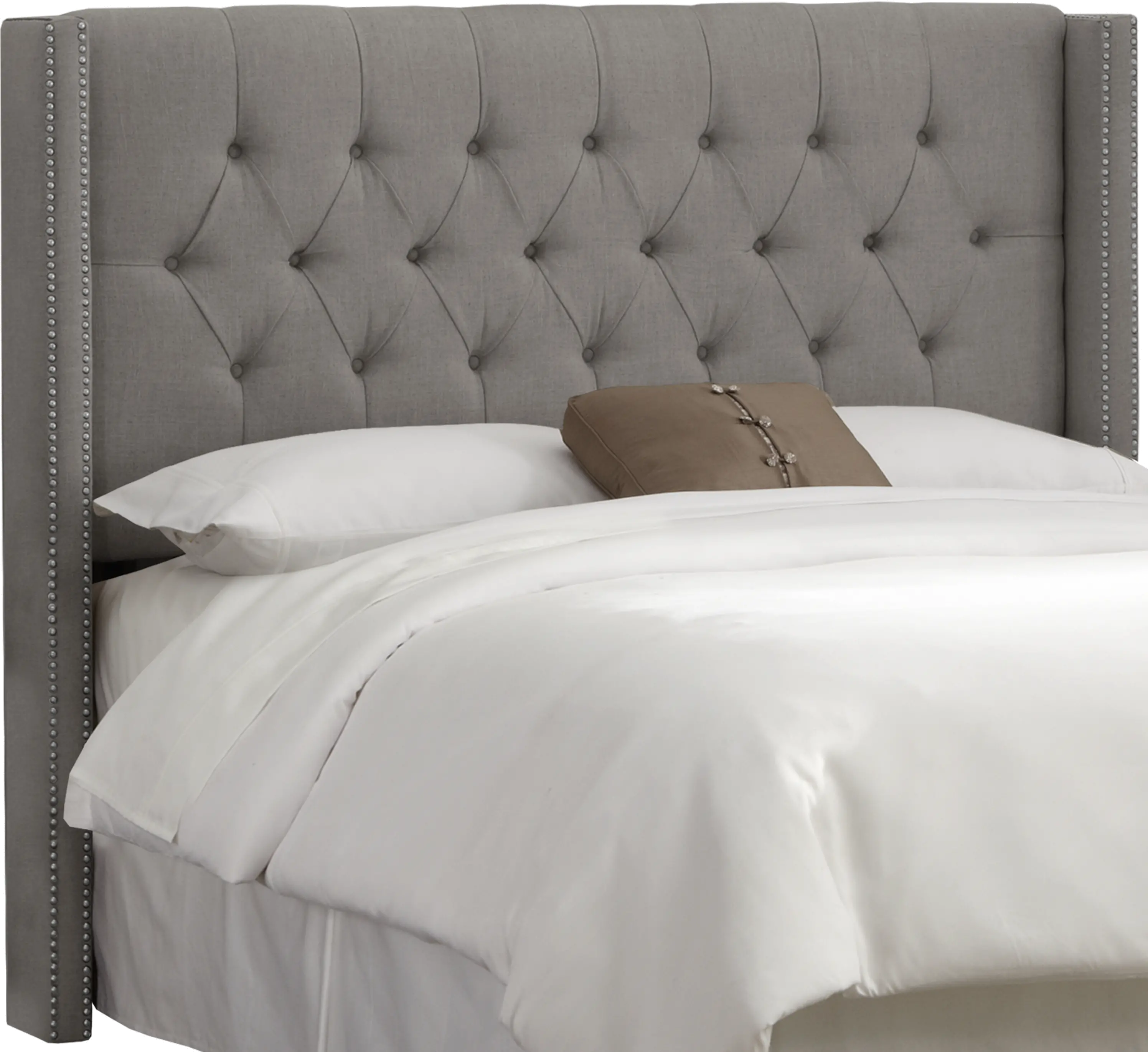 Abigail Gray Diamond Tufted Wingback Full Headboard - Skyline Furniture