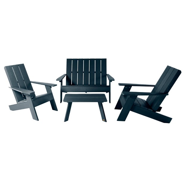 Italica 4pc Outdoor Set With Modern Adirondack Chairs Double Wide Adirondack Chairs amp Table Highwood