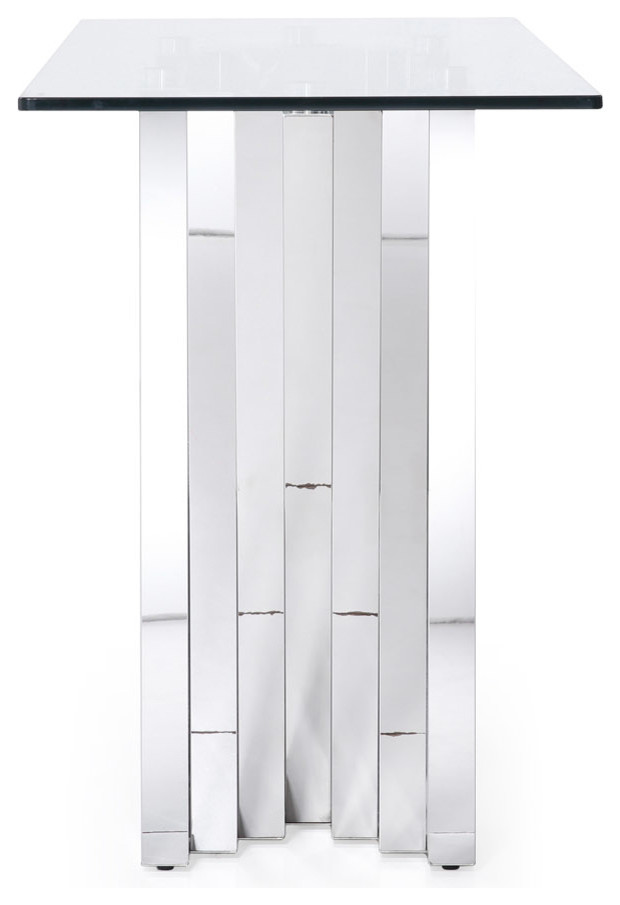 Modern Falcone Console Table   Clear Glass with Polished Stainless Steel Base   Contemporary   Console Tables   by Zuri Furniture  Houzz