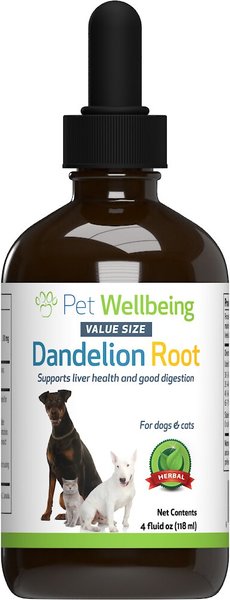 Pet Wellbeing Dandelion Root Bacon Flavored Liquid Digestive and Liver Supplement for Cats and Dogs