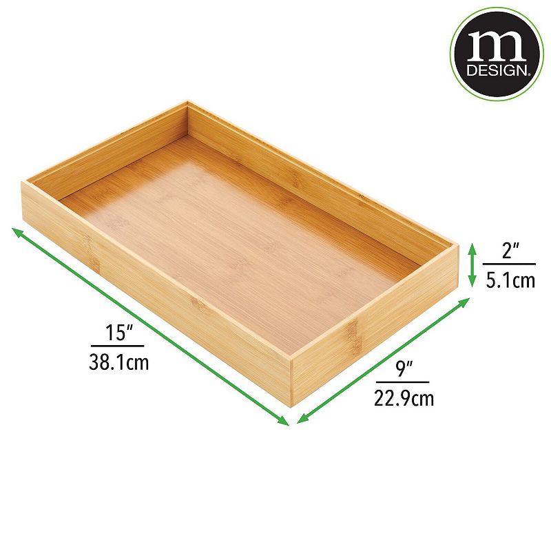 mDesign 15 x 6 x 2 Formbu Stackable Wooden Drawer Organizer - 2 Pack