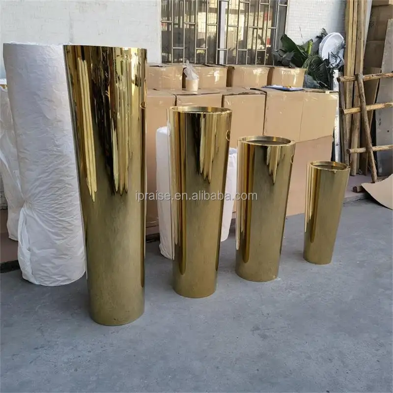 Outdoor garden supplies metal large flower plant pot / gold floor vase / stainless steel planters