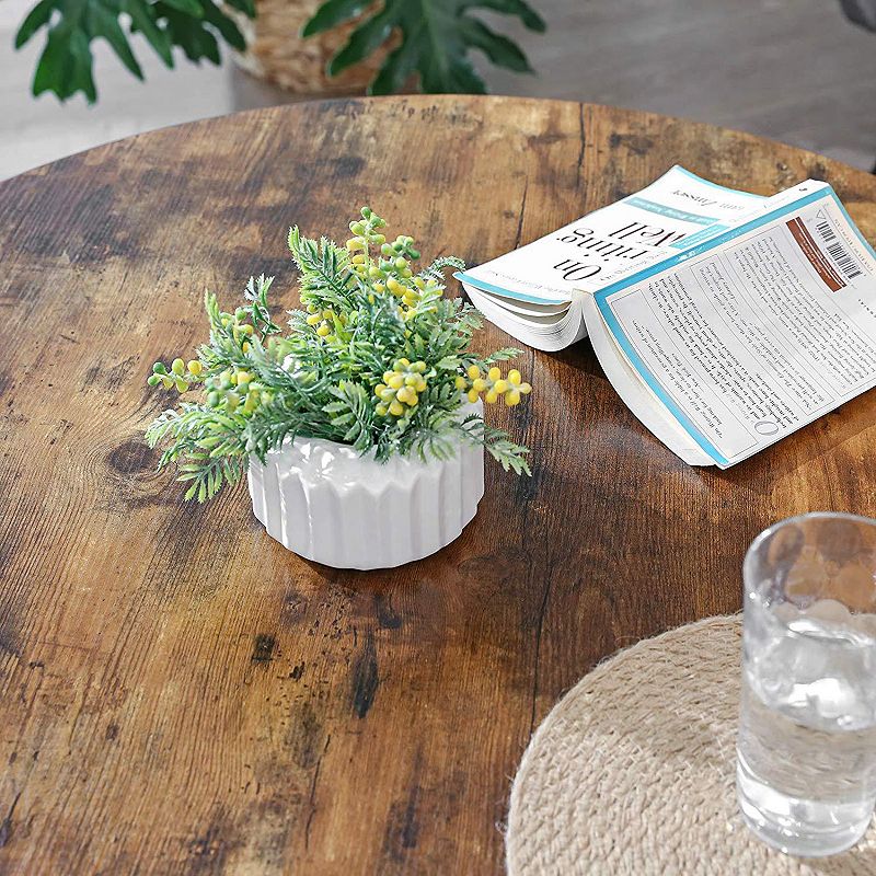 Industrial Round Coffee Table with Metal Frame， Easy To Assemble， For Living Room， Rustic Brown