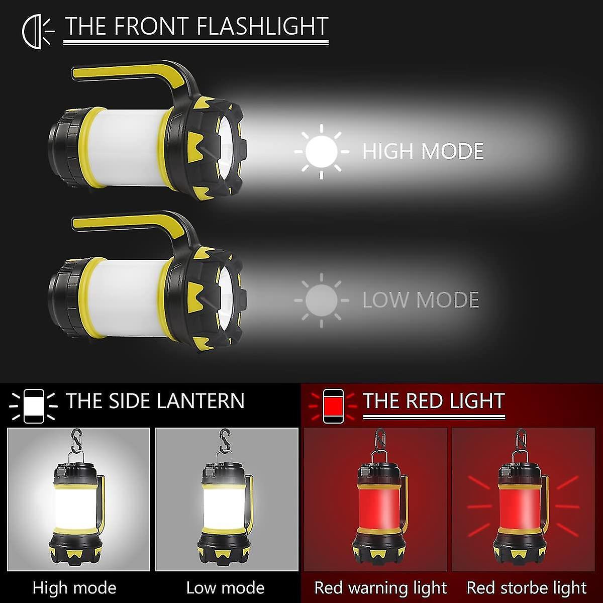 Rechargeable Led Lantern， 1000 Lumens 360 Camping Lamp， Rechargeable Led Portable Spotlight， Ultra Powerful， 6 Modes Camping Lamp， Usb Cable Included