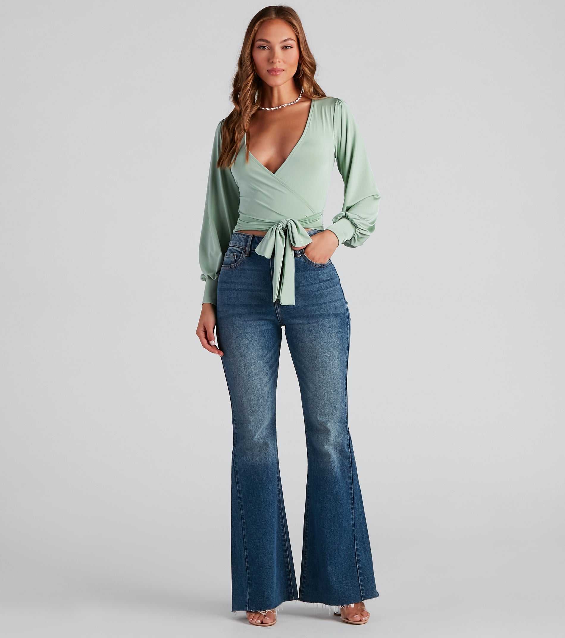 Slinky Knit Wrap Front Top