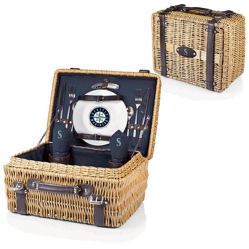 Picnic Time Seattle Mariners Champion Willow Picnic Basket with Service for 2