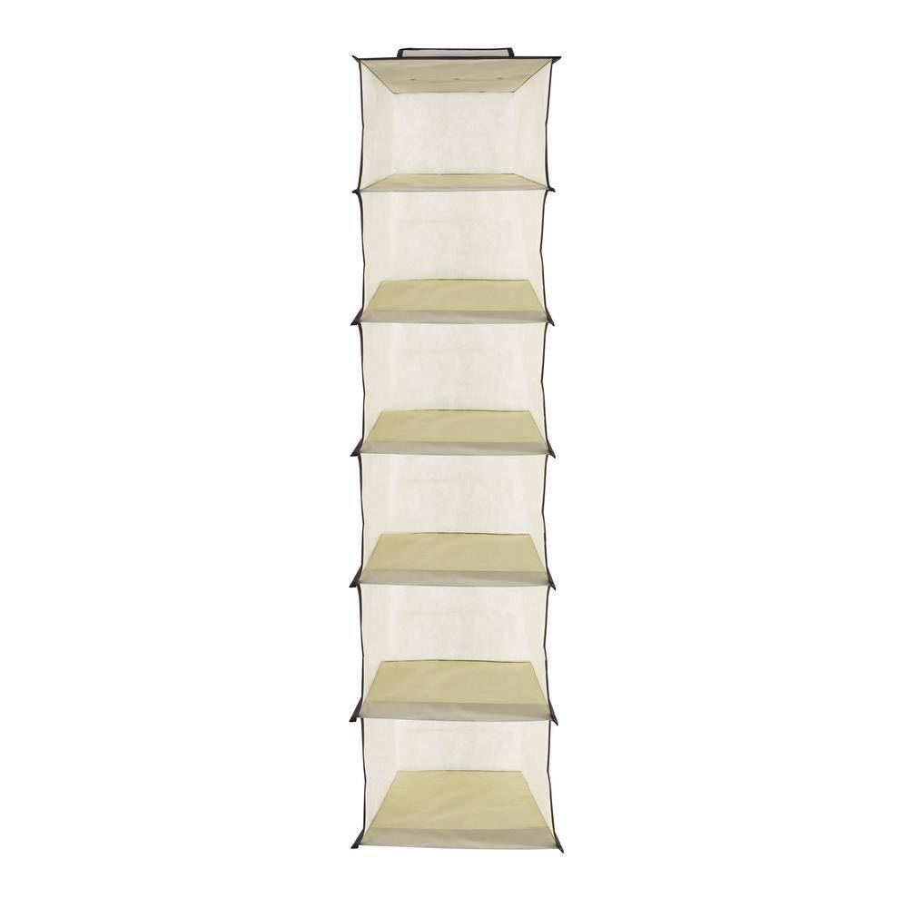 JV TEXTILES GreyBeige Hanging Closet Organizer with 6-Shelf Closet Hanging Storage Shelves (2-Pack) 2PK-6642