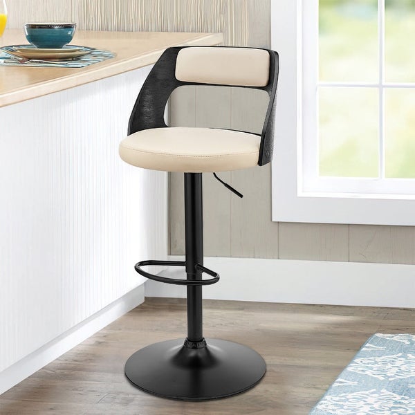 Adjustable Barstool with Open Design Wooden Back - 19 L X 19 W X 44 H Inches