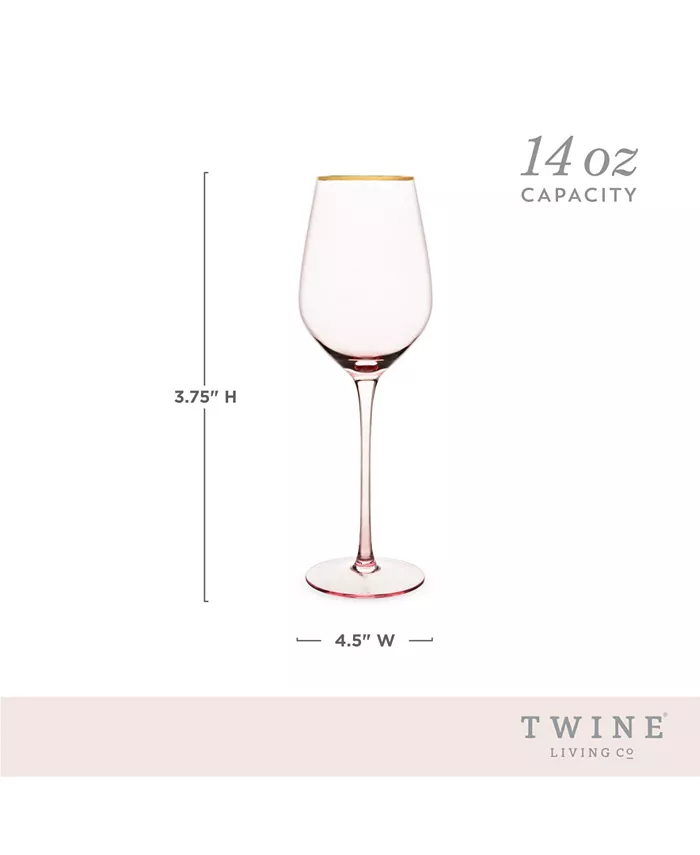 Twine Rose Crystal White Wine Glass Set of 2