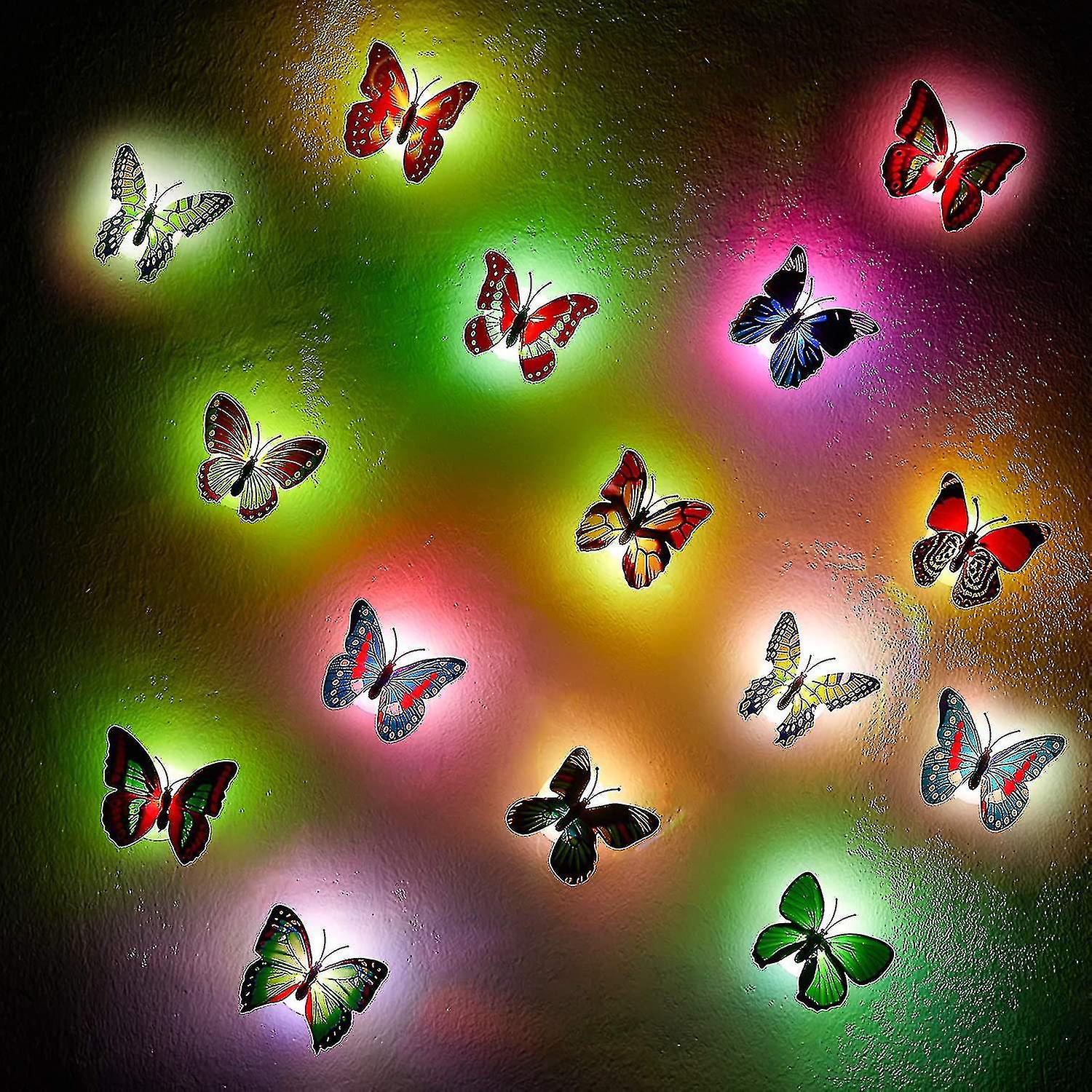 12 Pieces Led Butterfly Decoration Lights Colorful Night Light 3d