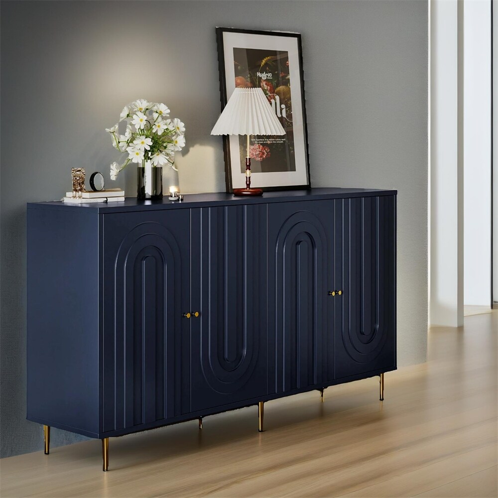 Modern Lacquered 4 Door Wooden Cabinet Sideboard Buffet Server Cabinet