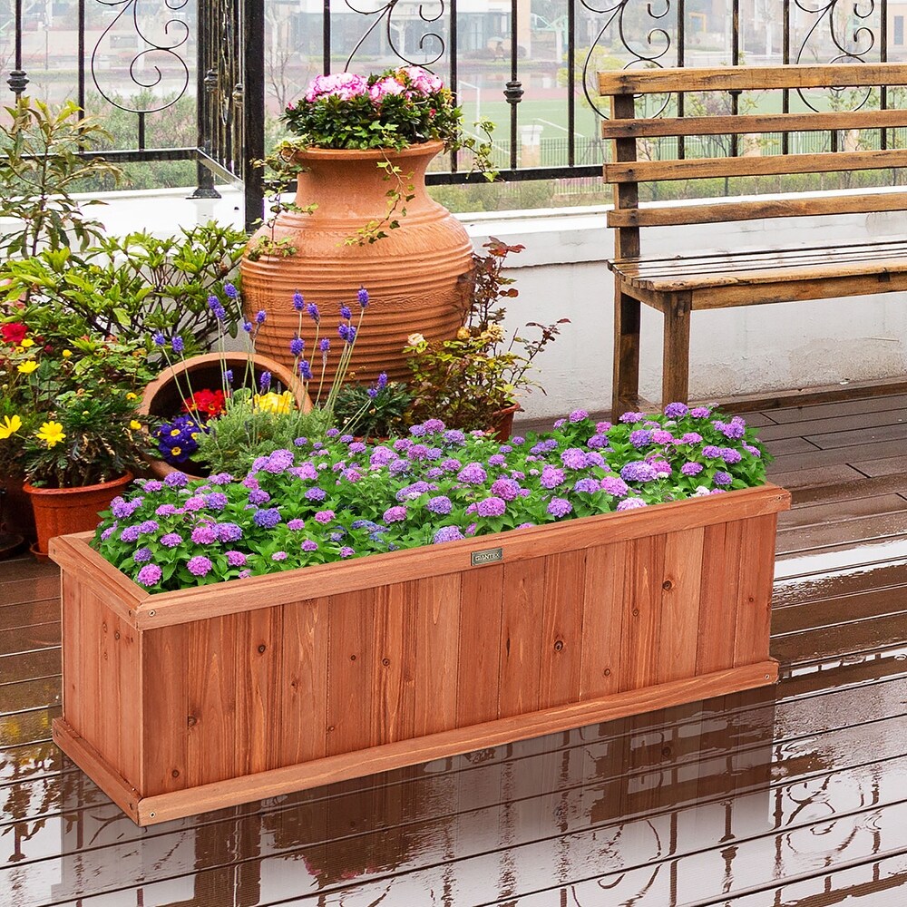 28/36/40 Inch Wooden Flower Planter Box Garden Yard Decorative Window